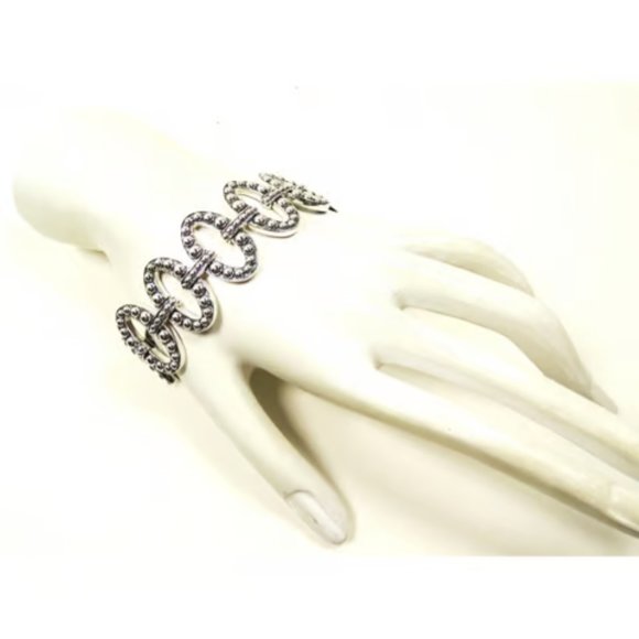 LAGOS NWT Gorgeous Caviar Sterling Silver Link Bracelet Size M - Picture 7 of 9